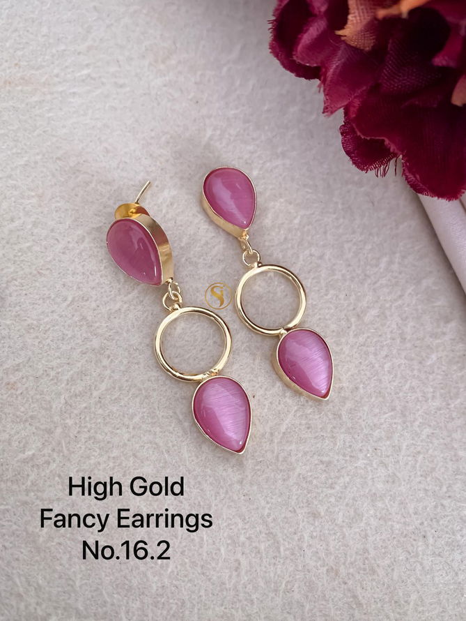 High Gold Party Wear Fancy Earrings 3 Wholesale Online
